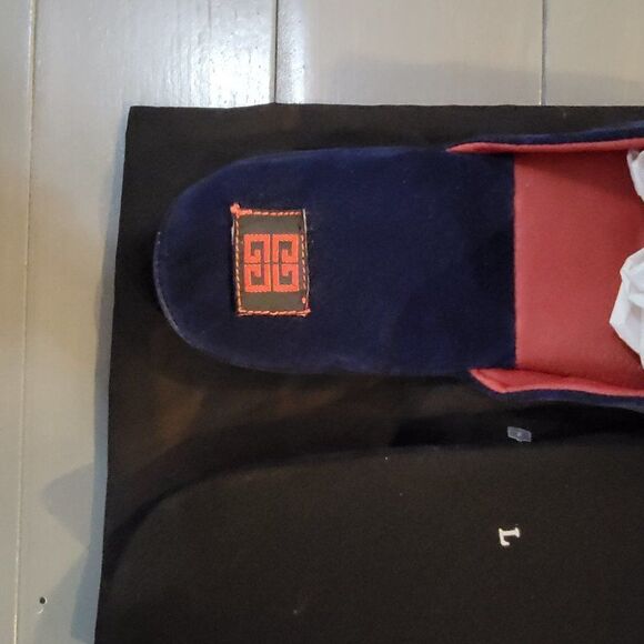 Givenchy Blue Velvet Slip On Closed Toe Flat Mule Clog Slippers size large main image 4